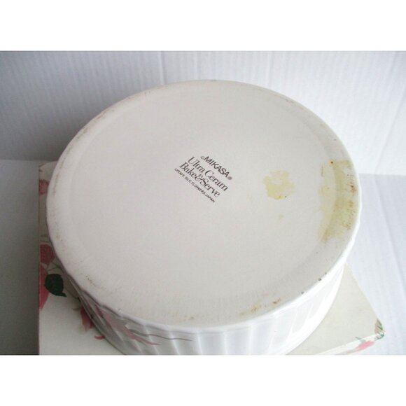 *Mikasa ULTRA CREAM Bake & Serve Soufflé Serving Dish UP009 "SILK FLOWERS" - Picture 6 of 6